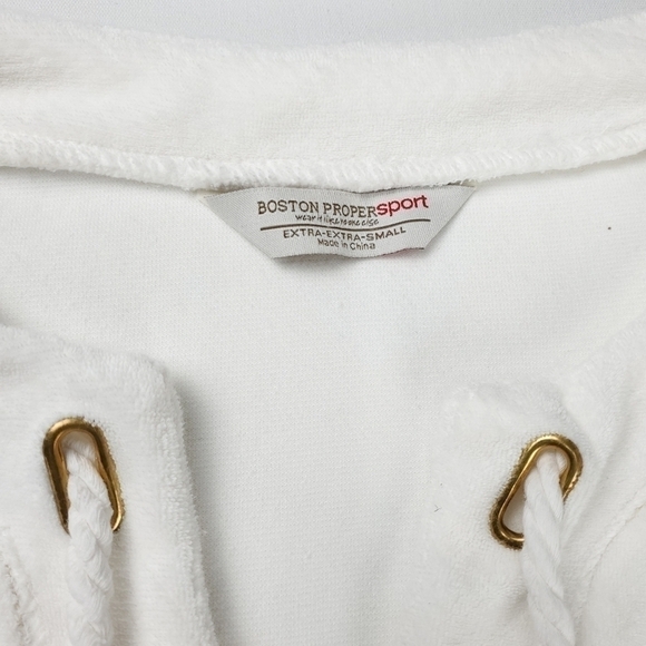 Boston Proper White Fleece Dress Gold Eyelets XXS - Picture 8 of 15